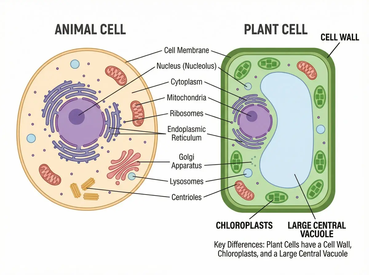 Comparación célula animal vs. célula vegetal