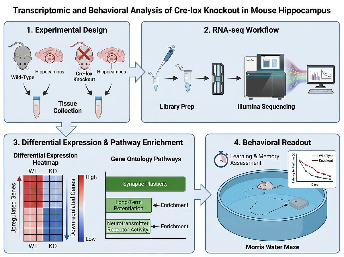 Gene expression study graphical abstract comparing wild-type and knockout mice