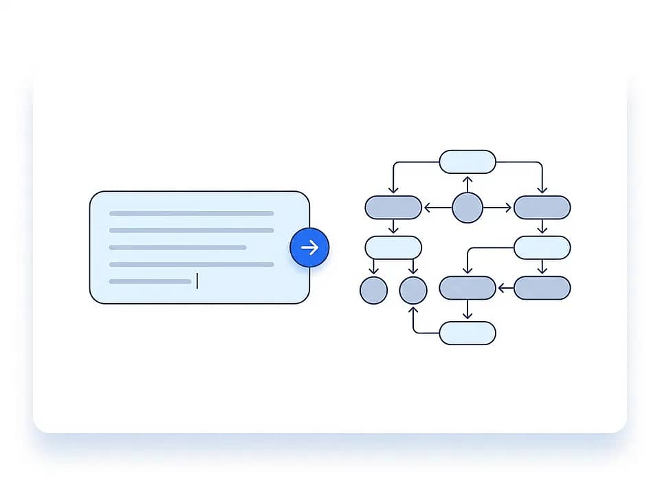 Cuadro de texto en lenguaje natural que se convierte en un diagrama terminado