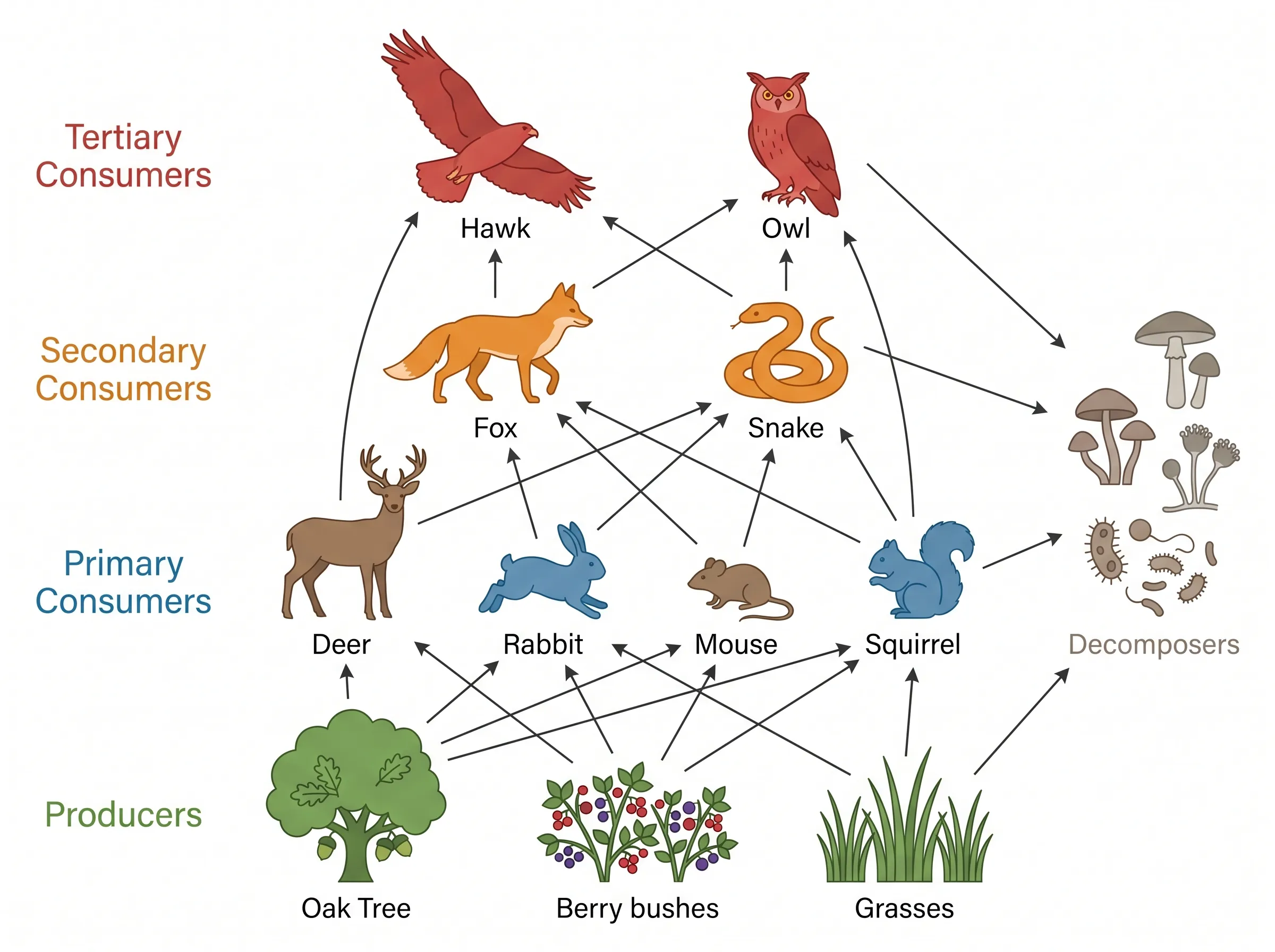 Food Web Model Forest Ecosystem Food Web Diagram Food Ideas 1500x945
